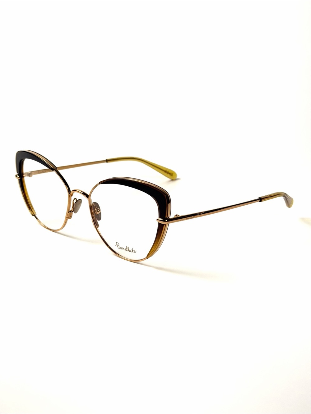 Pomellato Two-Tone Gold and Black Cat-Eye Women's Glasses